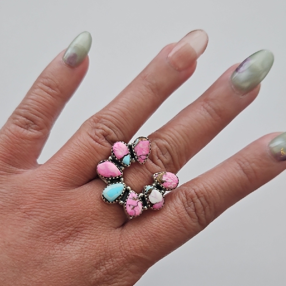 Cotton Candy Naja Turquoise Ring